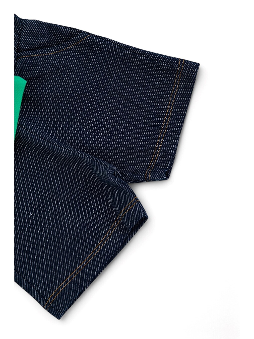 Yeşil Erkek Bebek Yazlık Polo Yakalı Yumuşak Jean Şortlu Takım-5