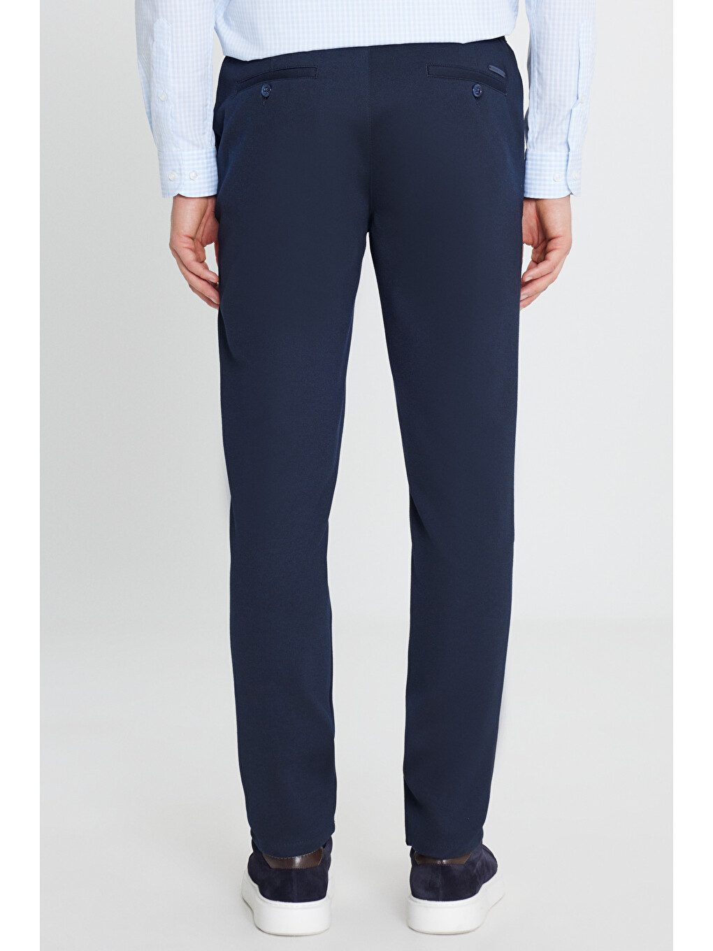 Erkek Lacivert Slim Fit Dar Kesim Beli Bağlamalı Yan Cepli Casual Jogger Pantolon-4
