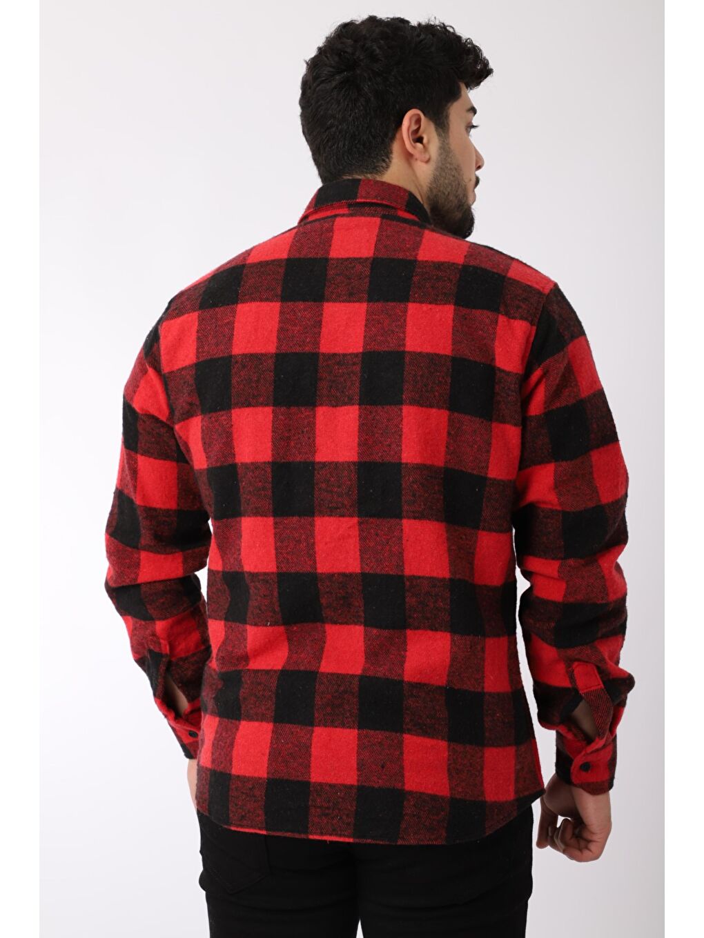 Kırmızı Funny Kapaklı Kışlık Erkek Oduncu Gömlek XC 16423D-3