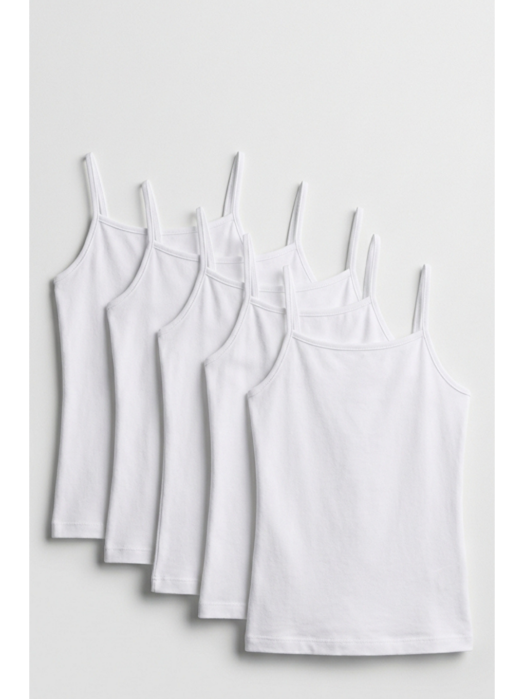 Karışık 5'Li Paket Basic İnce Askılı Beyaz Kız Çocuk Atlet
