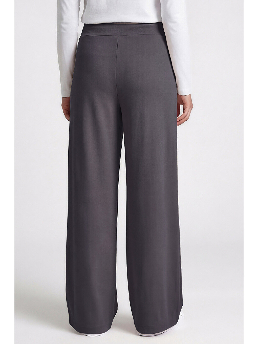 Koyu Gri Comfort Fit Geniş Paça Korsajlı Palazzo Kadın Pantolon - 94681-4