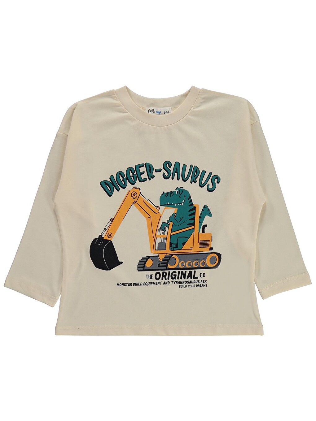 Boys Dıgger Kepçe Baskılı 2-5 Yaş Sweatshirt Km - Ekru