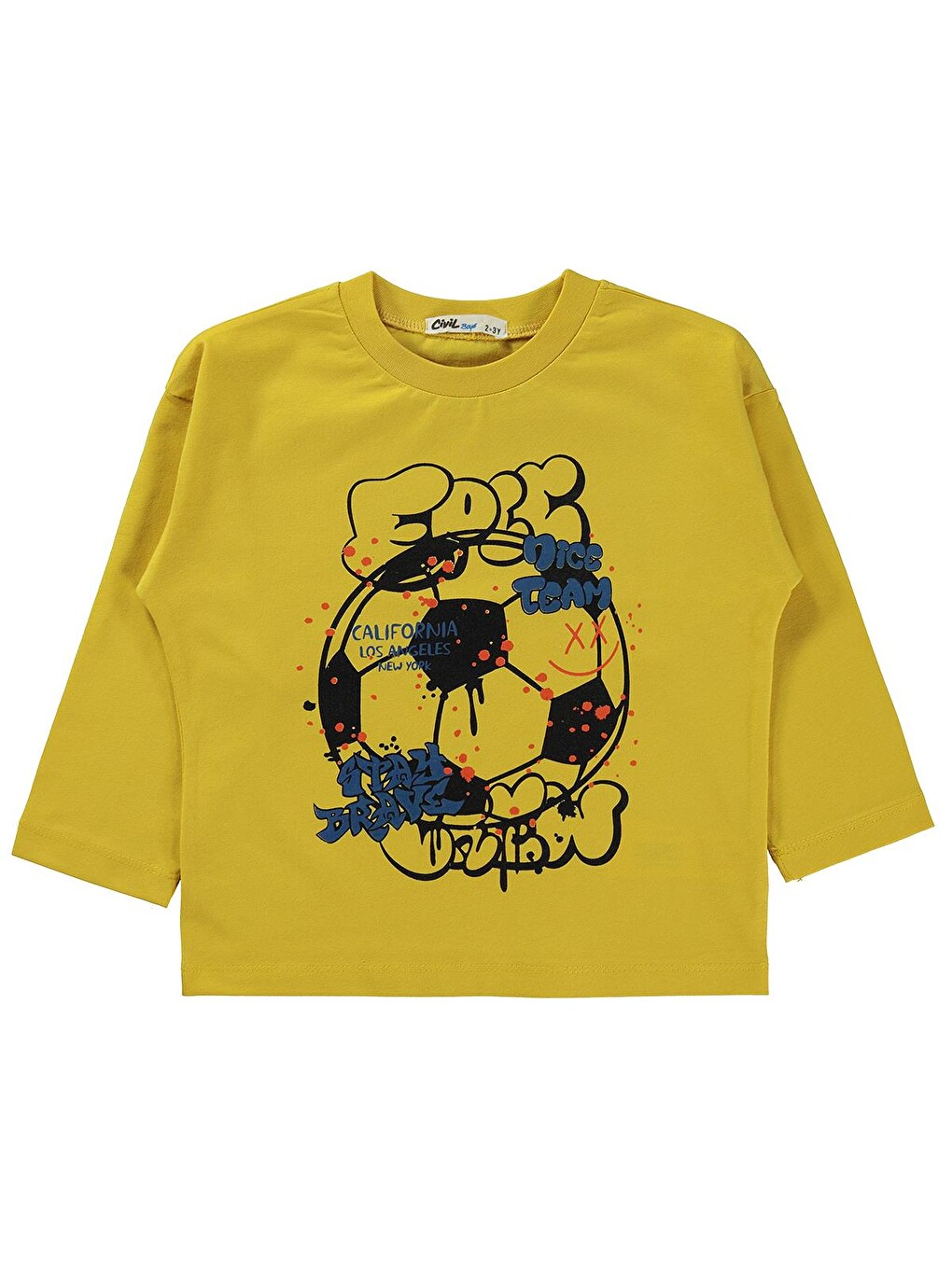 Kahverengi Boys Nıce Team Baskılı 2-5 Yaş Sweatshirt Km - Hardal