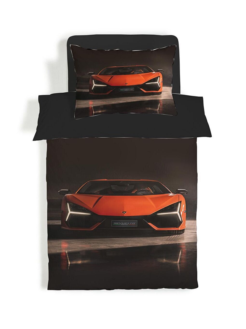 Karışık Çift Taraflı Spor Araba Desenli Çarşafsız 2'li Takım Baskılı Tek Kişilik Nevresim Takımı 160x220 Cm-1
