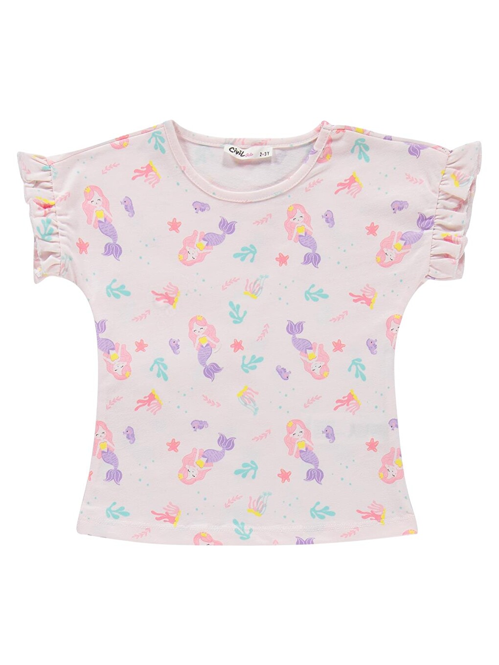 Girls Deniz Kızı Desenli 2-5 Yaş Pijama Takımı - Uçuk Pembe-lila-1