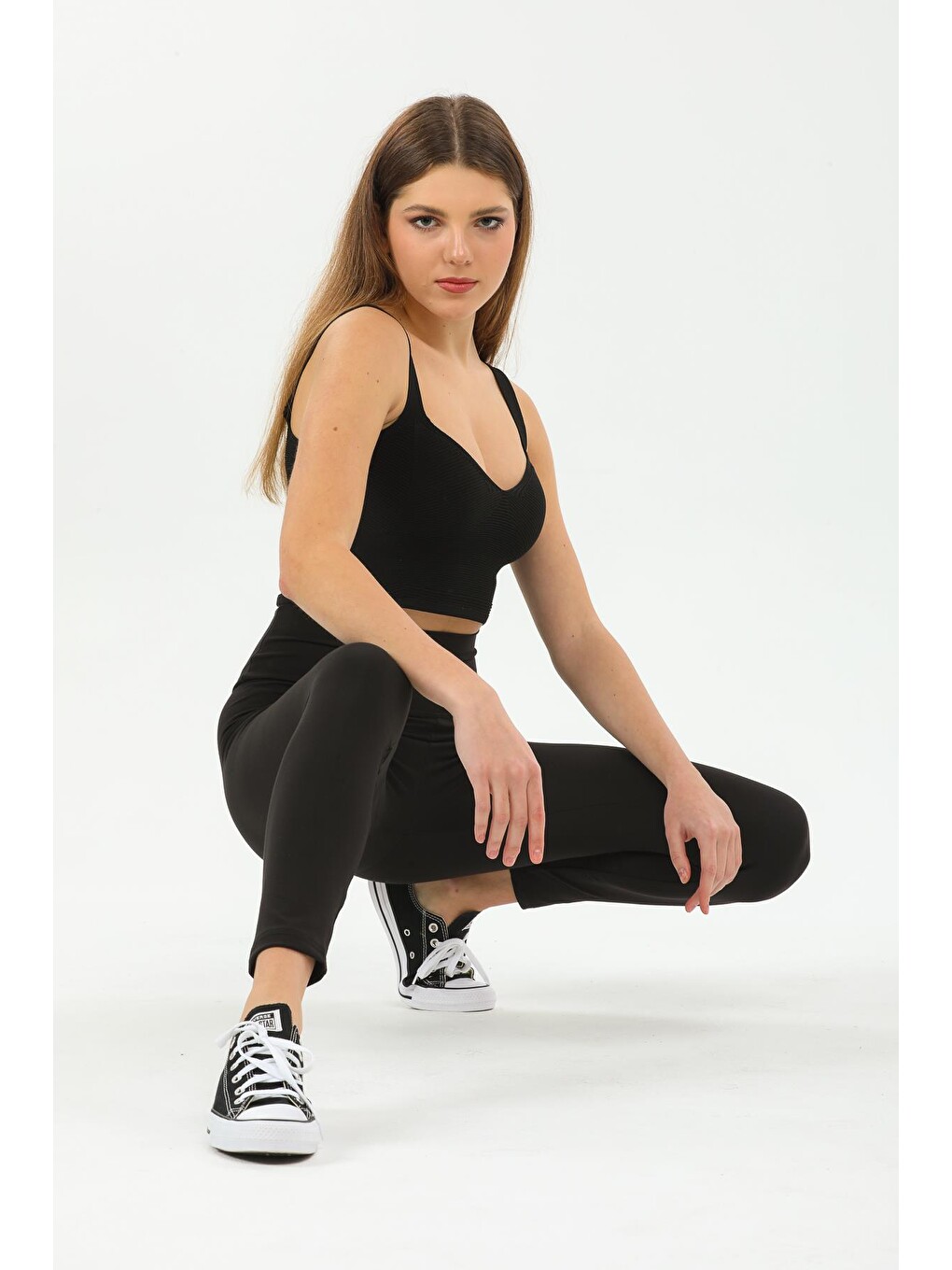 Siyah Karyoka Dikiş Detaylı Toparlayıcı Sportif Detaylı Ekstra Esnek Kadın Tayt @amazon-2