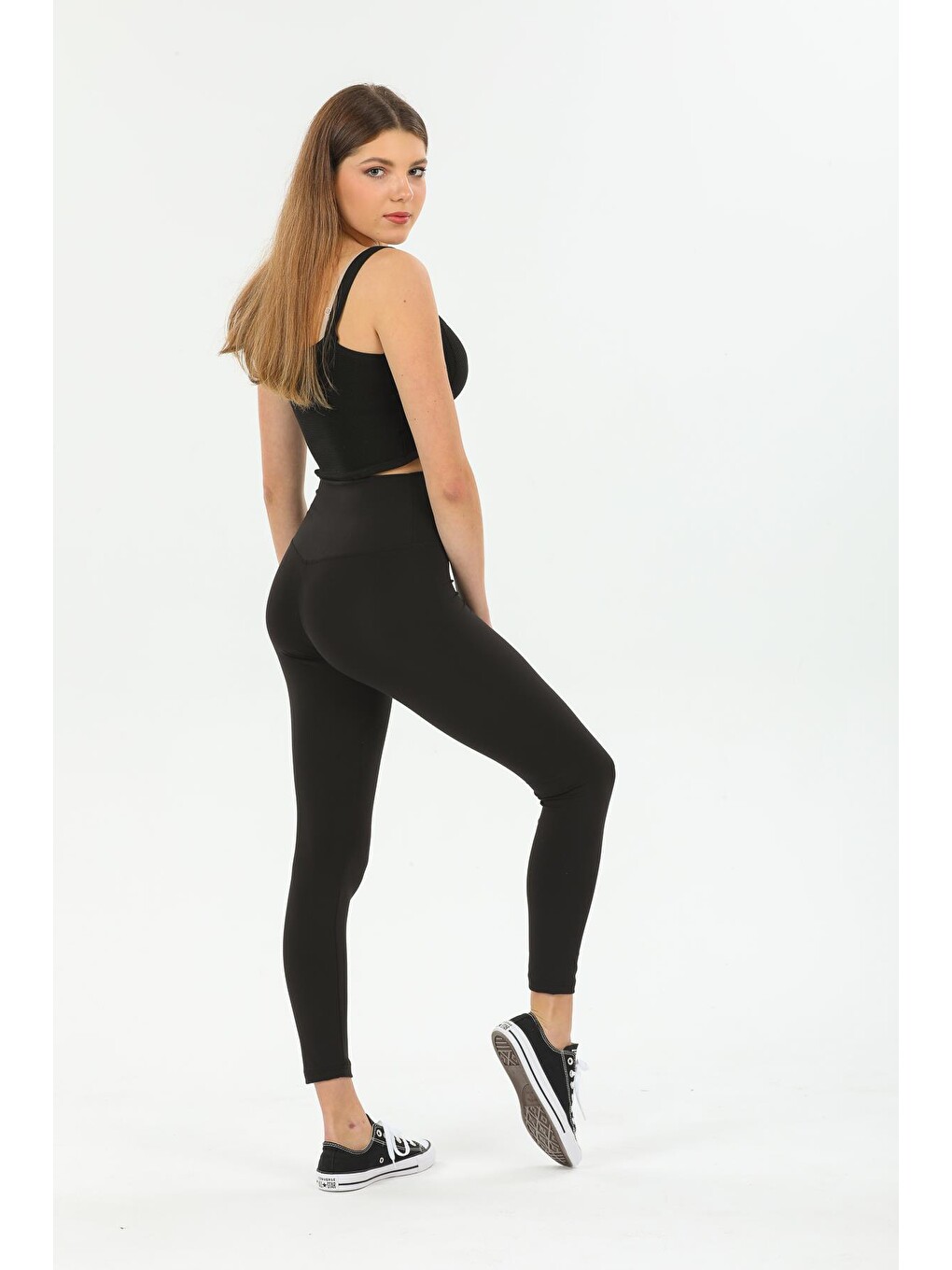 Siyah Karyoka Dikiş Detaylı Toparlayıcı Sportif Detaylı Ekstra Esnek Kadın Tayt @amazon-3