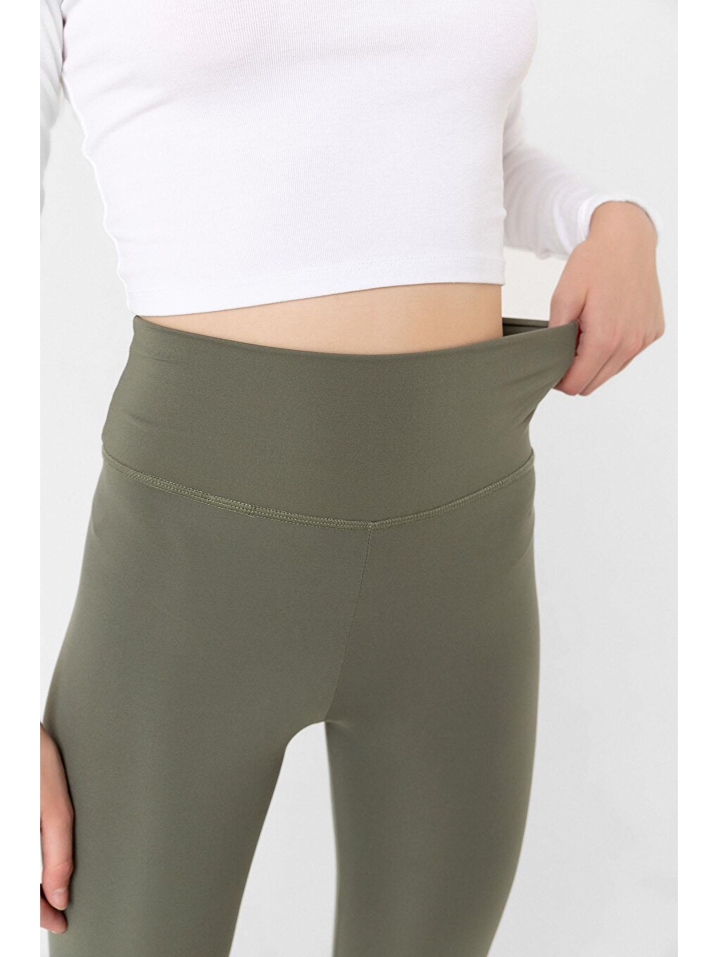 Yeşil Karyoka Dikiş Detaylı Toparlayıcı Sportif Detaylı Ekstra Esnek Kadın Tayt @Amazon-5