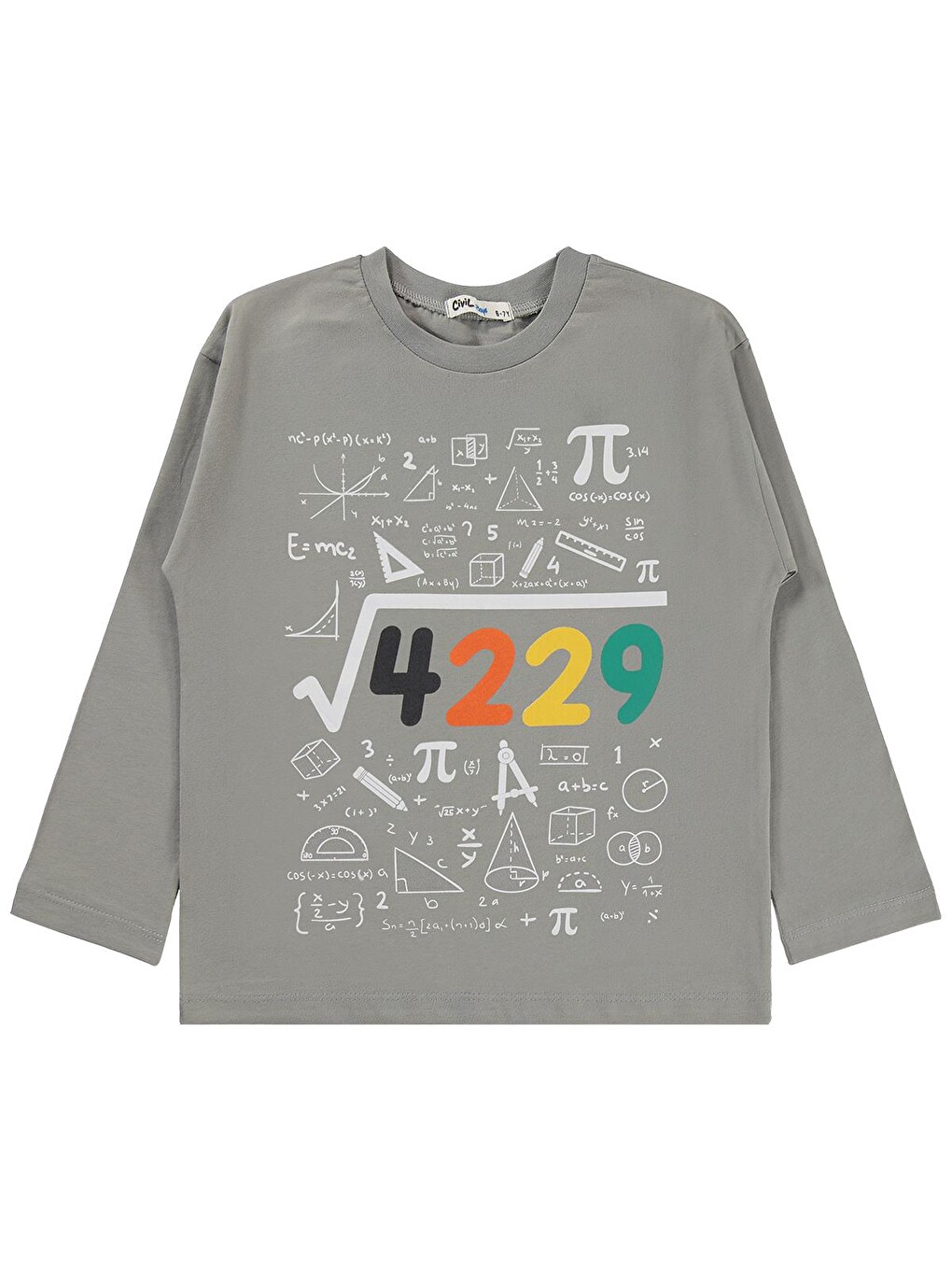 Boys 4489 Baskılı 10-13 Yaş Sweatshirt - Gri