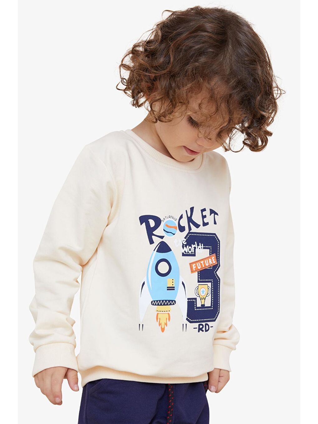 Breeze Krem Erkek Bebek Sweatshirt Roket Baskılı Krem (1.5 Yaş) - 1