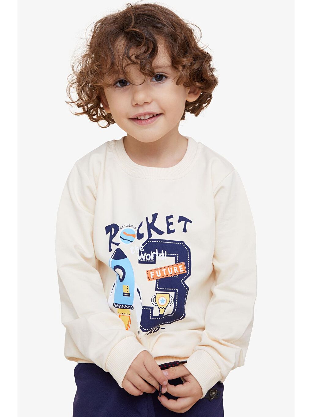 Breeze Krem Erkek Bebek Sweatshirt Roket Baskılı Krem (1.5 Yaş) - 2