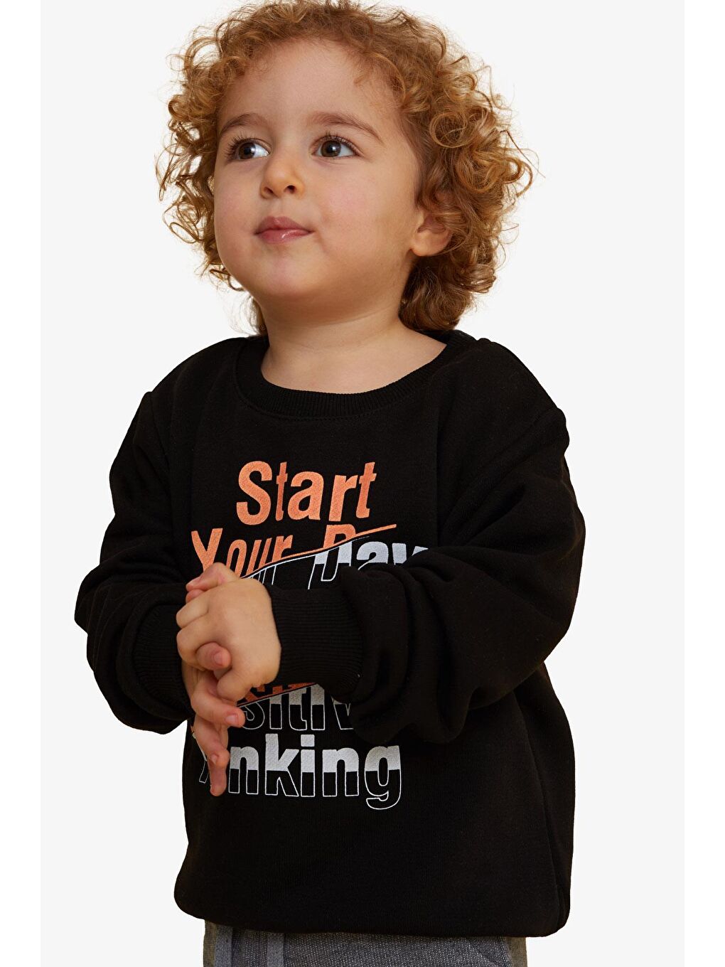 Erkek Çocuk Sweatshirt Yazı Baskılı Siyah (2-6 Yaş)-3