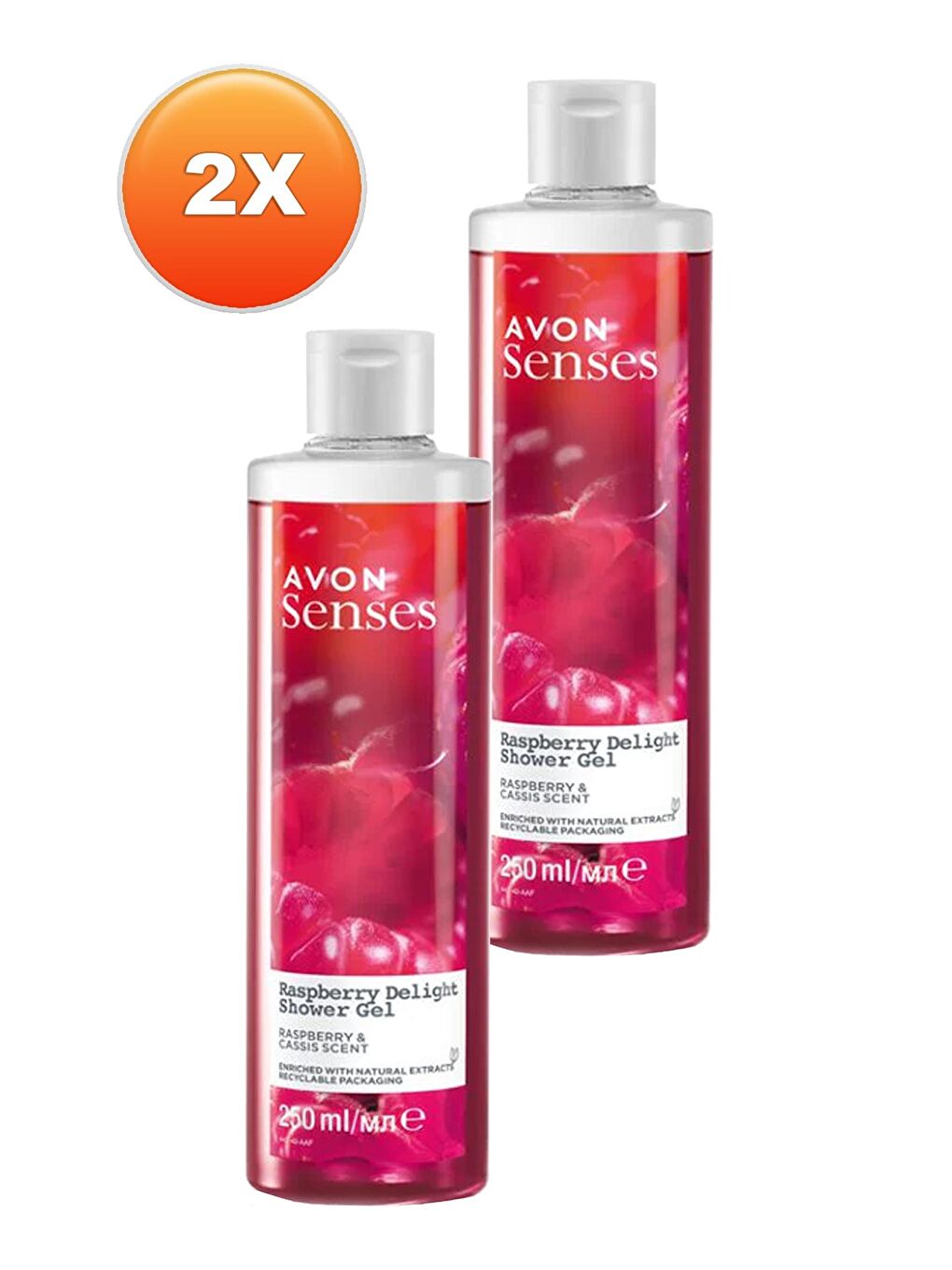 AVON Raspberry Delight Frambuaz ve Frenk Üzümü Kokulu Duş Jeli 250 Ml. İkili Set - 1