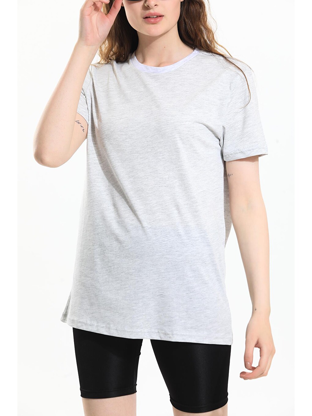 Beyaz Oversize Fit Pamuklu Kısa Kollu Basic Uniseks Kadın Erkek Tişört-3