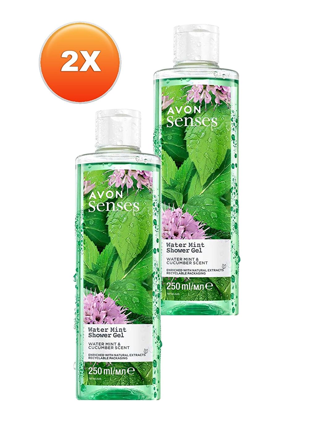 AVON Senses Water Mint Nane ve Salatalık Kokulu Duş Jeli 250 Ml. İkili Set - 1