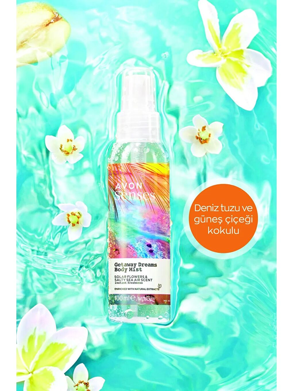 AVON Renksiz Senses Getaway Dreams Deniz Tuzu ve Güneş Çiçeği Kokulu Vücut Spreyi 100 Ml. - 1