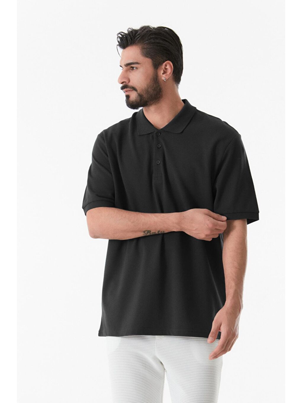 Fullamoda Siyah Basic Polo Yaka Tişört