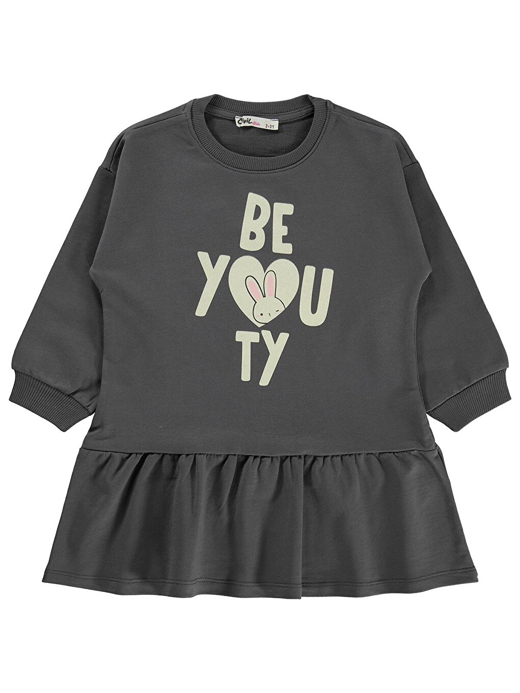 Antrasit Girls Be You Ty Baskılı 2-5 Yaş Elbise - Gri