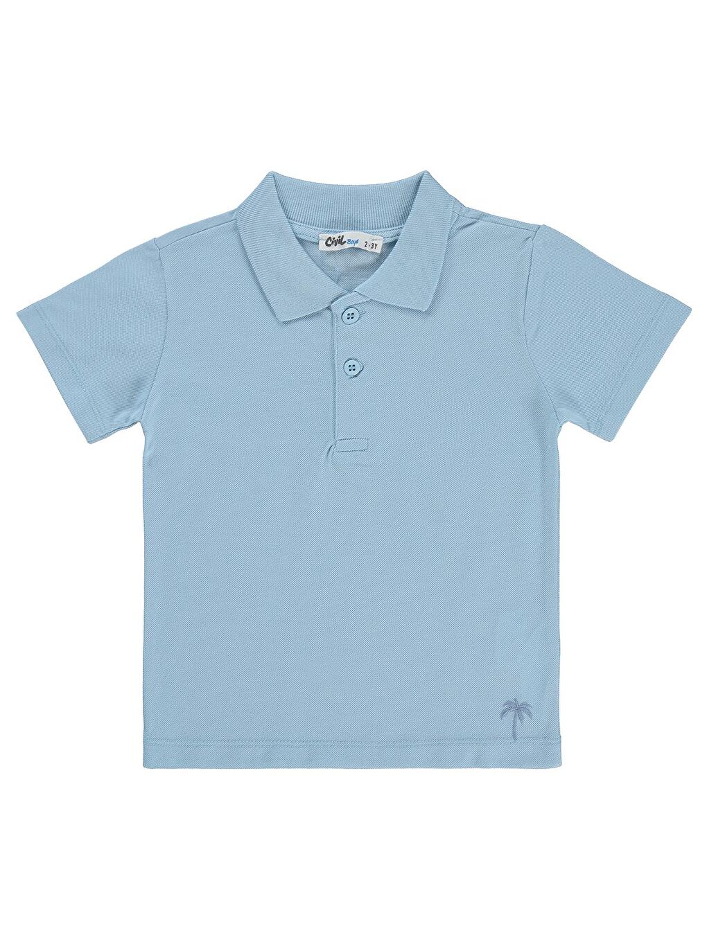 Boys Erkek Çocuk Palmiye Nakışlı Polo Yaka 2-5 Yaş Tişört - Mavi