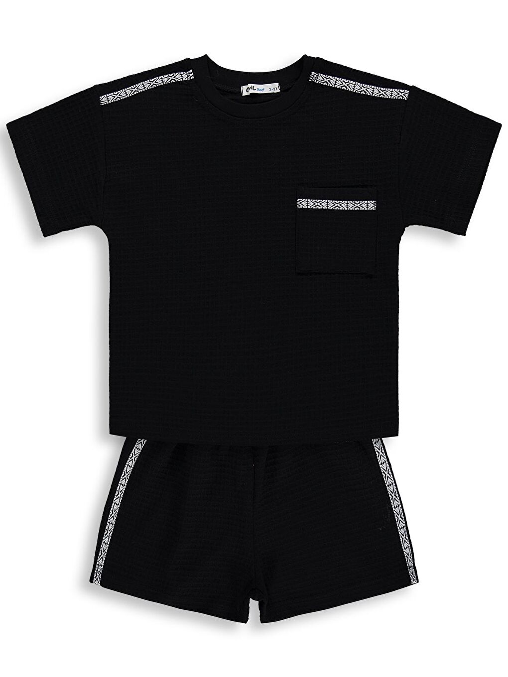 Boys Şerit Parçalı Şortlu 2-5 Yaş Takım - Siyah