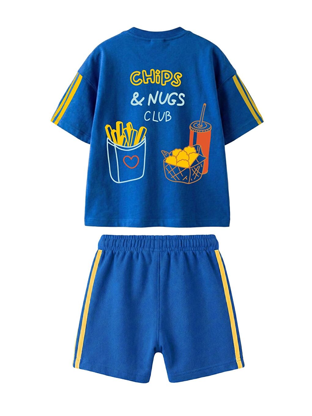 Lacivert Erkek Çocuk Pamuklu Saks Baskılı T-Shirt Ve Şort Alt Üst Takım-2