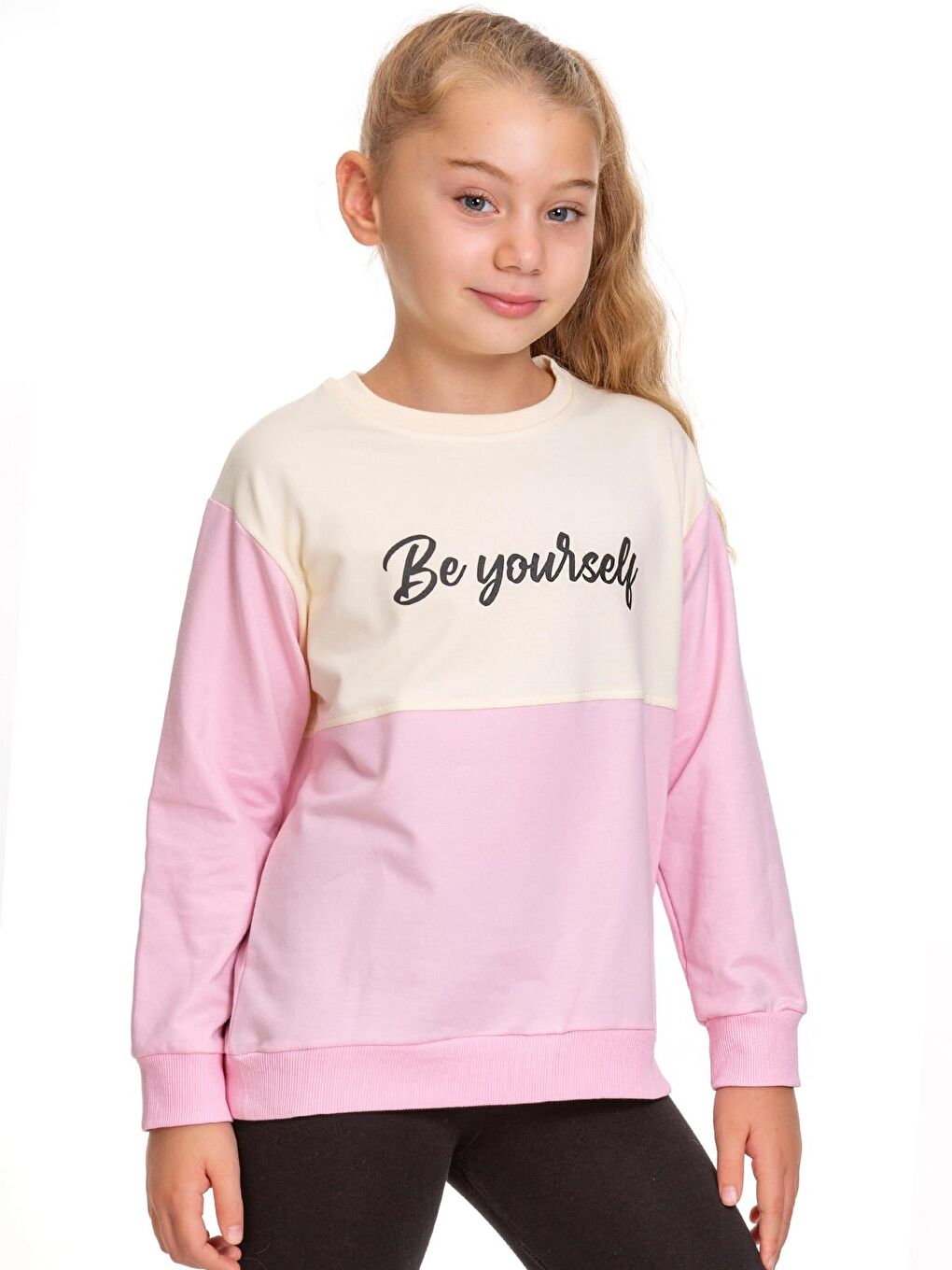 Pembe Be Your Self Baskılı Sweat 54751