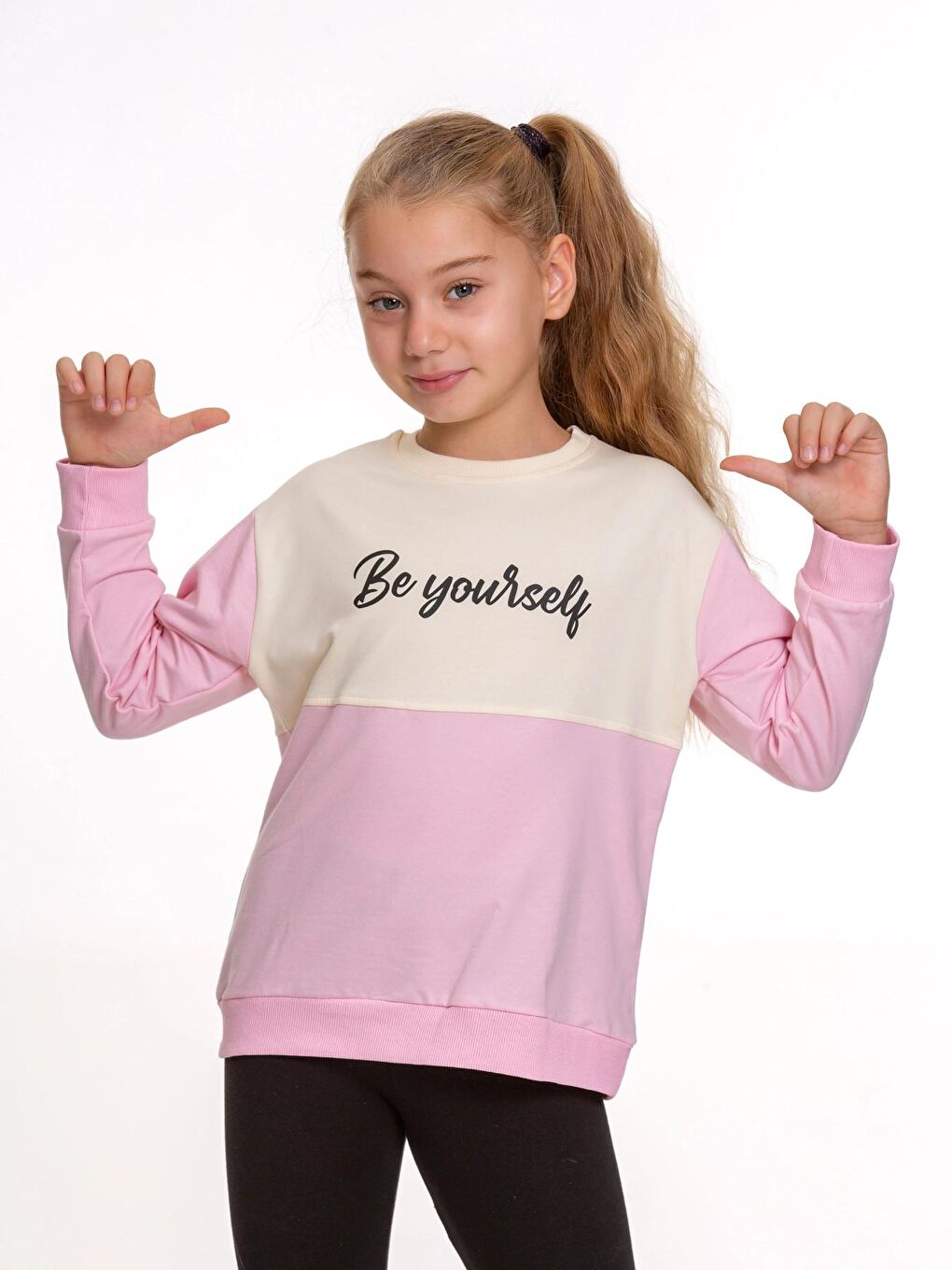 Pembe Be Your Self Baskılı Sweat 54751-1