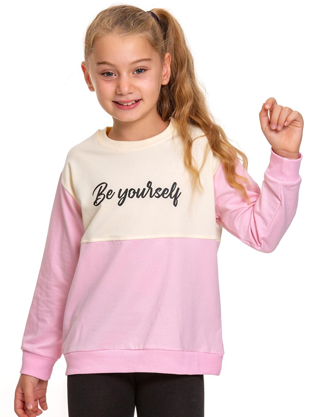 Pembe Be Your Self Baskılı Sweat 54751-2