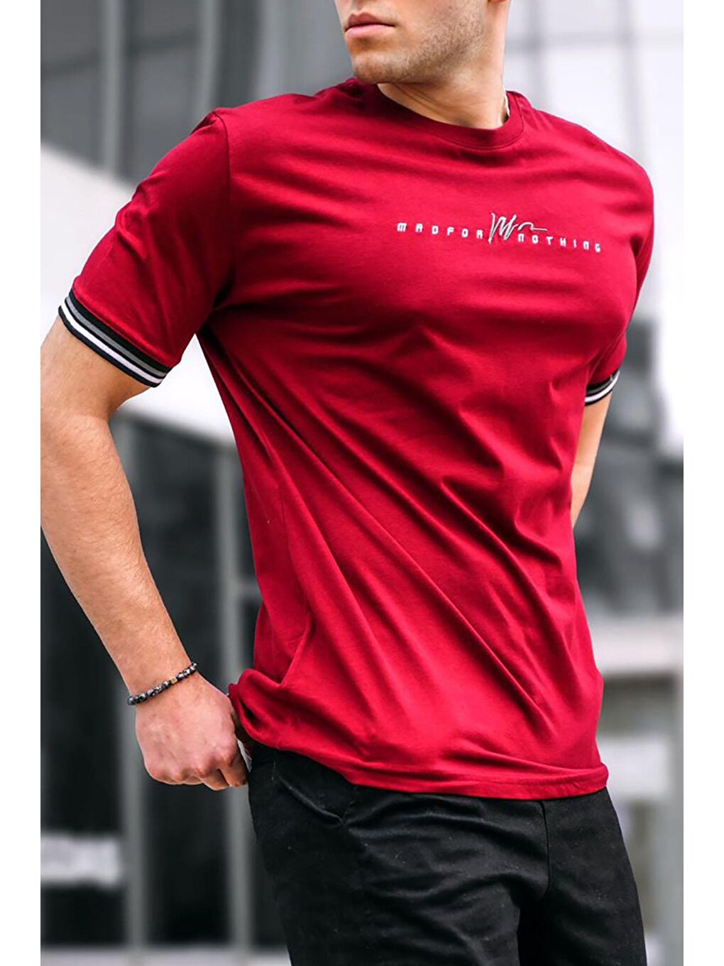 Bordo Basic Erkek %100 Pamuk Tişört-2