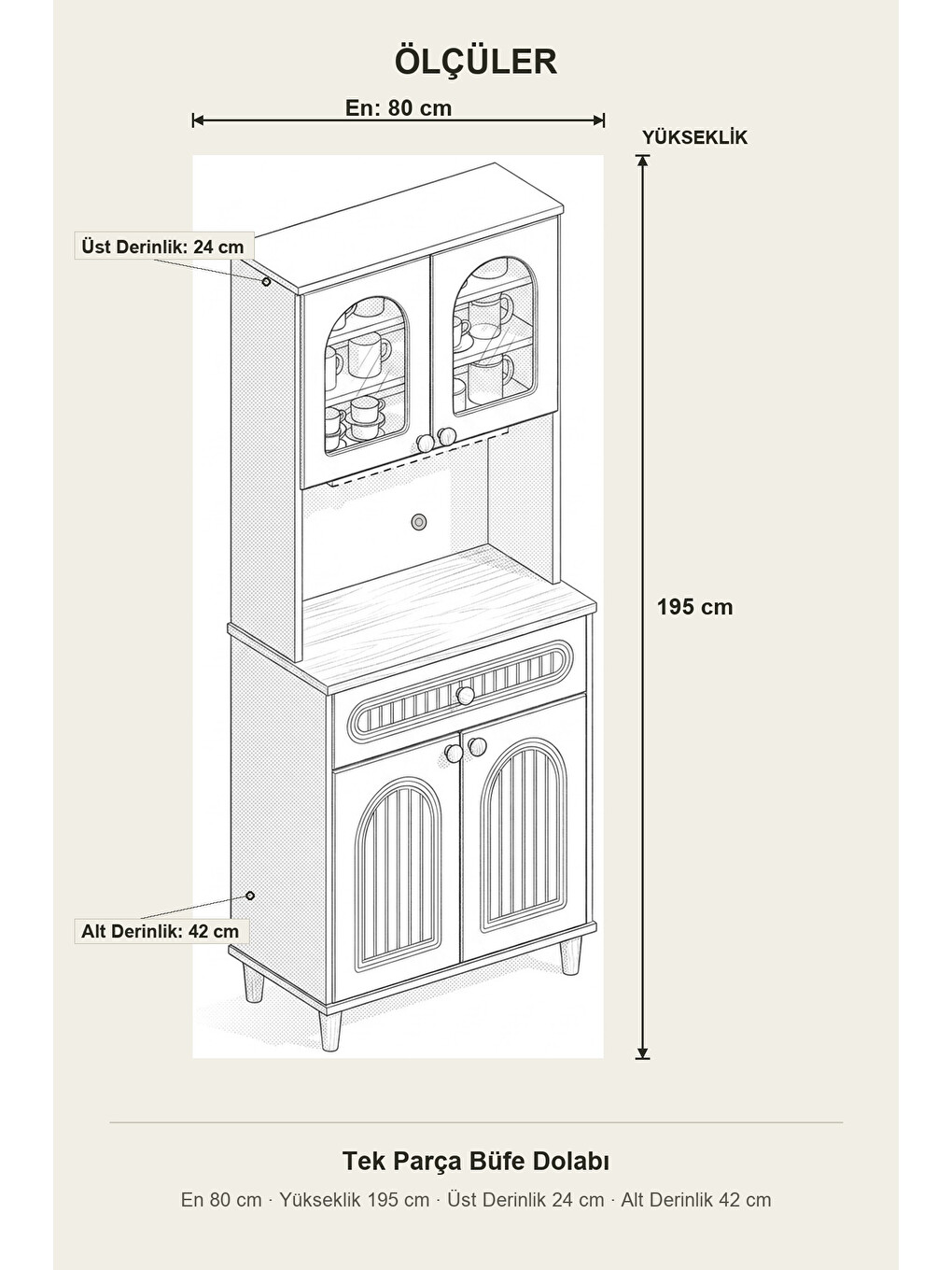 Barista Led Aydınlatmalı Kahve Köşesi Dolabı Retro Büfe 195cm Mdf Antrasit-1