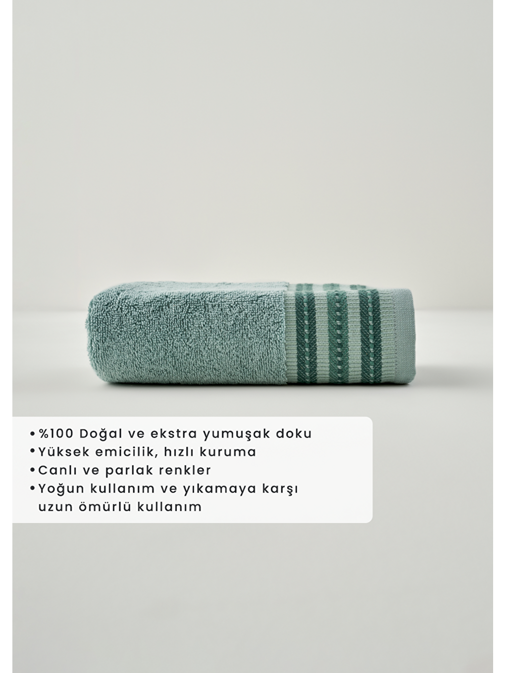 Yeşil Premium Ege Pamuğu Yüz Havlusu Mint (50x90 Cm)-2