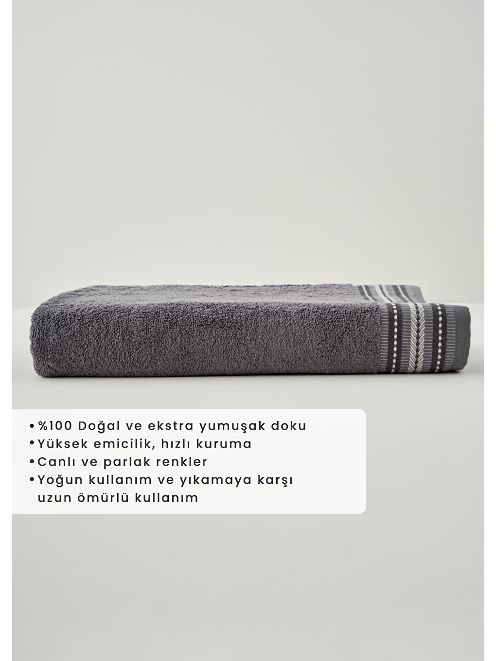 Premium Ege Pamuğu Banyo Havlusu Antrasit (90x150 Cm)-1