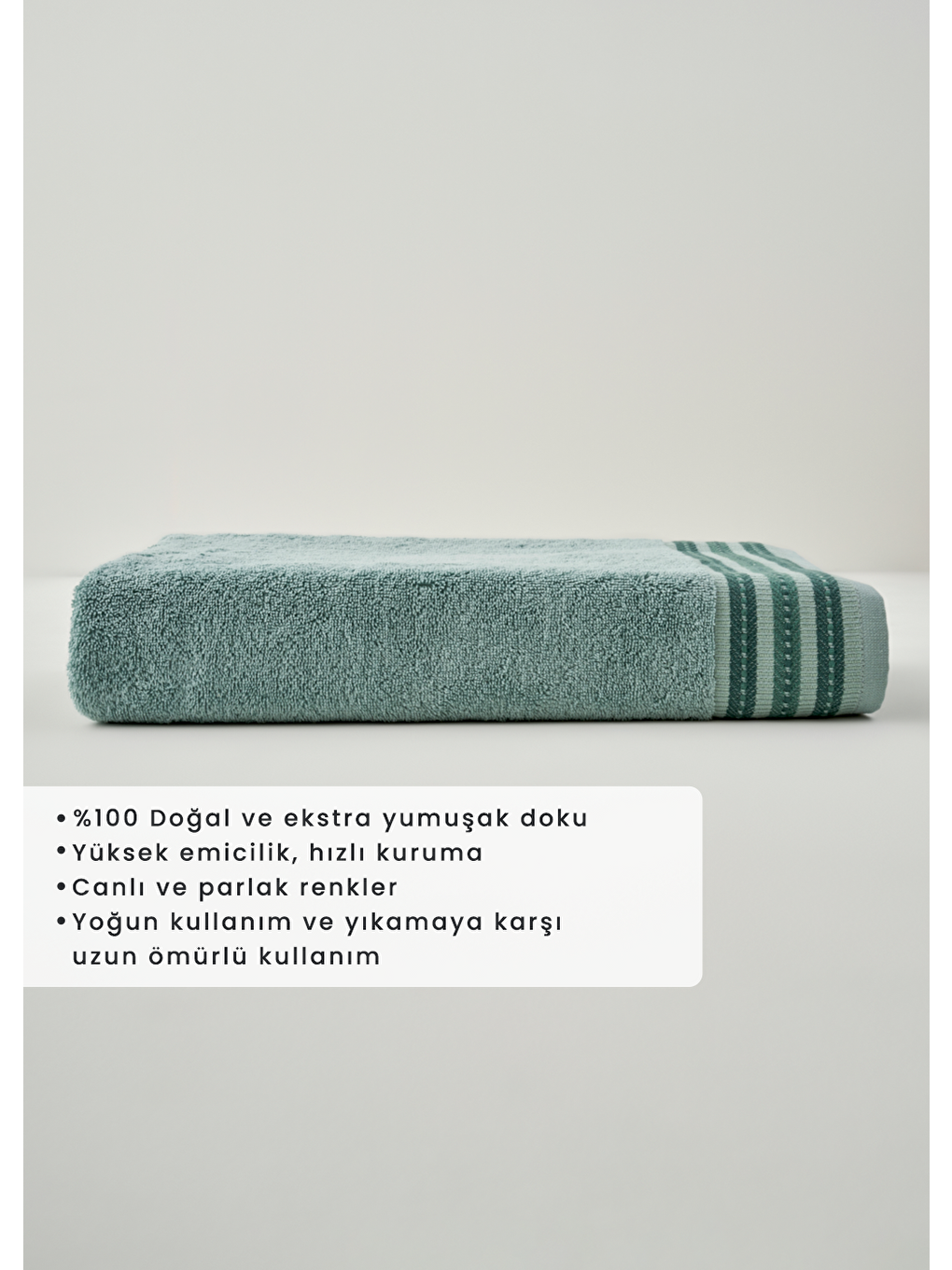 Yeşil Premium Ege Pamuğu Banyo Havlusu Mint (90x150 Cm)-1
