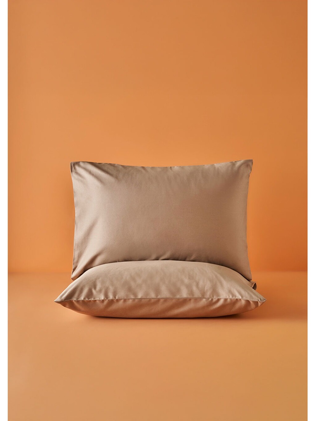 Bej %100 Pamuk Saten Çift Kişilik Lastikli Çarşaf Seti Vizon (160x200x35 Cm)-4
