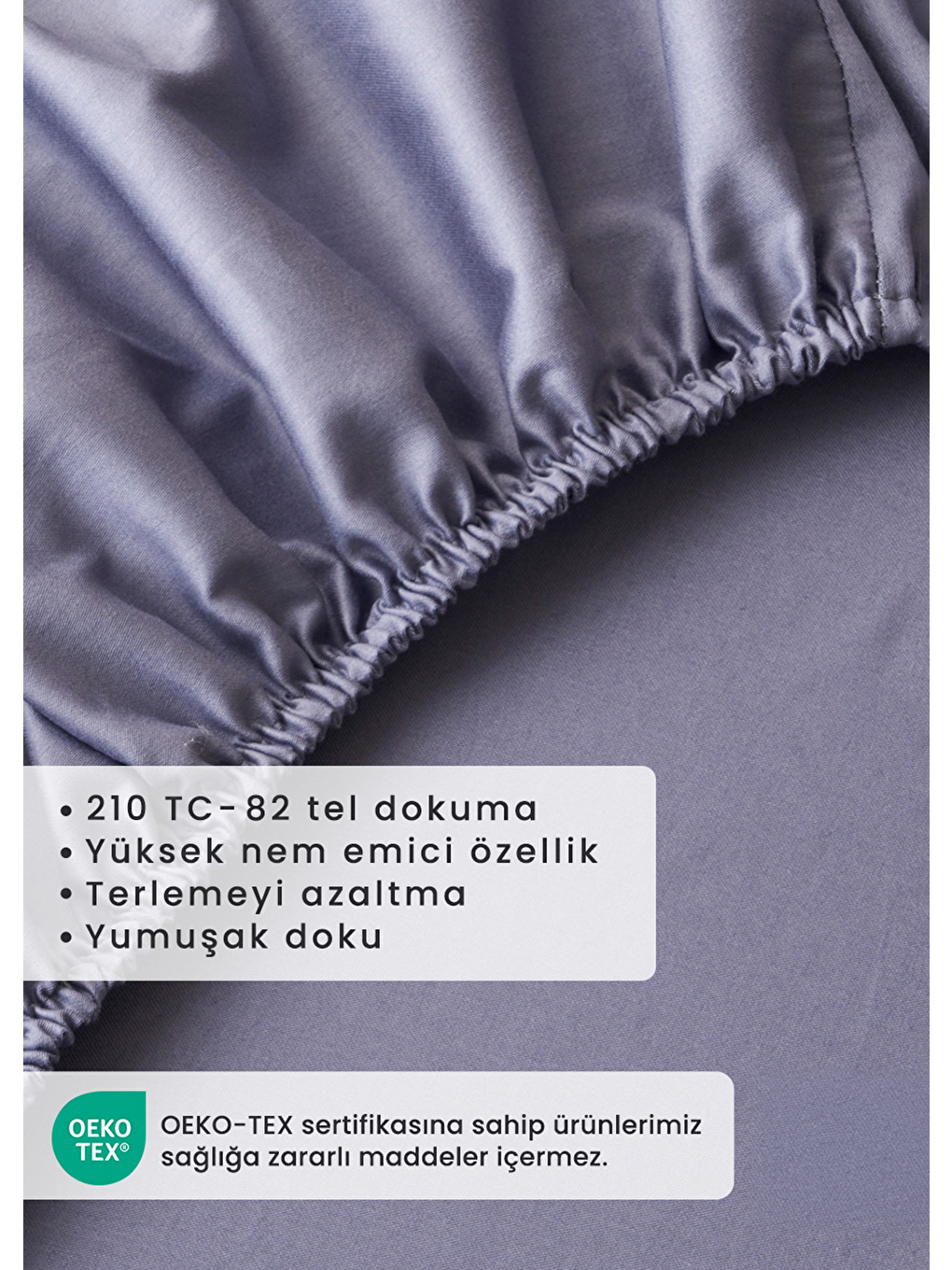 %100 Pamuk Saten Çift Kişilik Lastikli Çarşaf Seti Mavi (160x200x35 Cm)-3