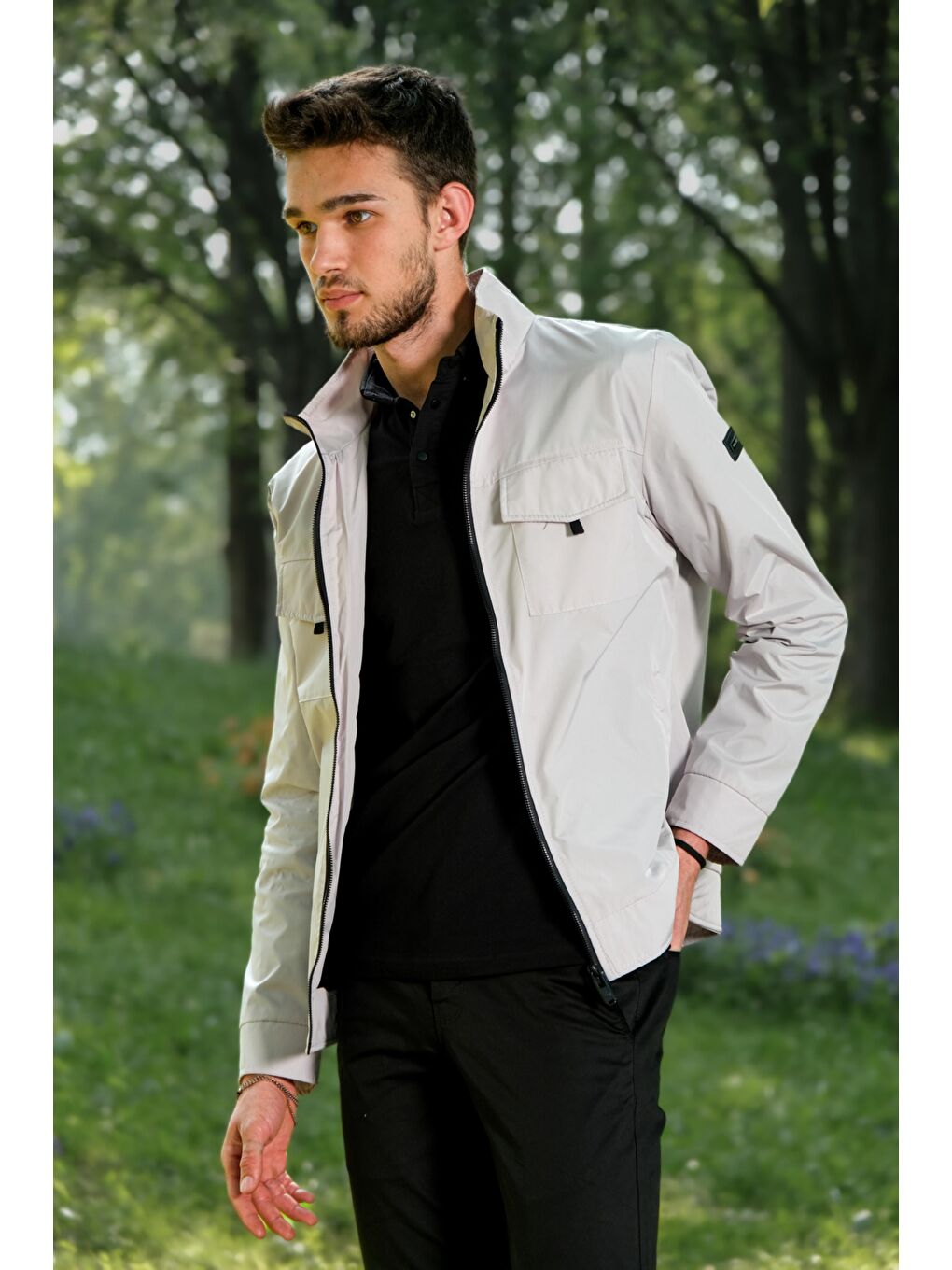 Bej Göğüs Kapaklı Yağmurluk/Mevsimlik PLDP 2949