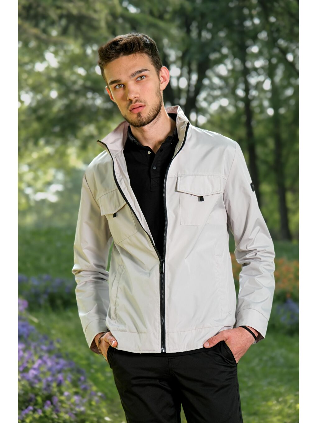 Bej Göğüs Kapaklı Yağmurluk/Mevsimlik PLDP 2949-1