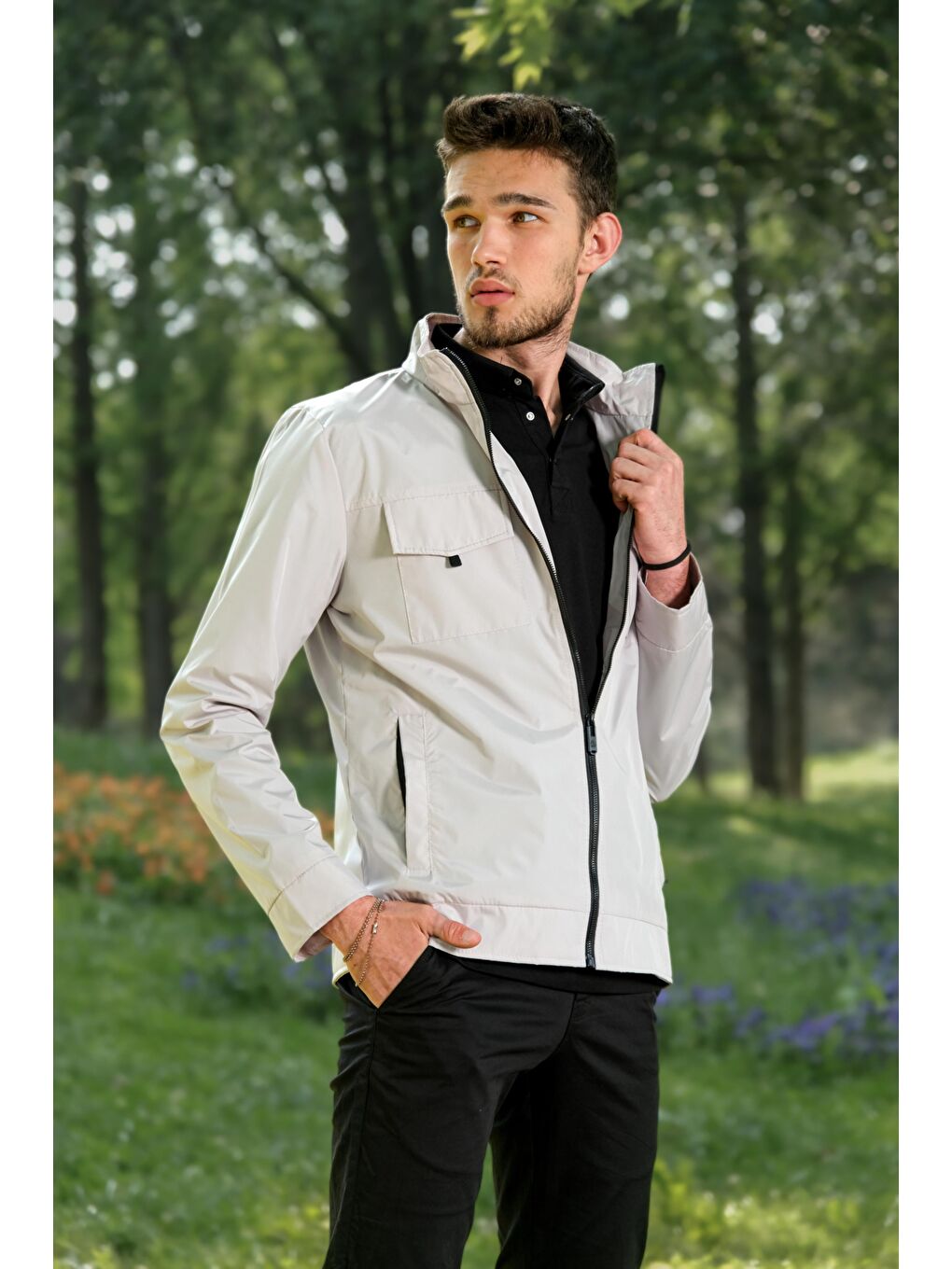 Bej Göğüs Kapaklı Yağmurluk/Mevsimlik PLDP 2949-3