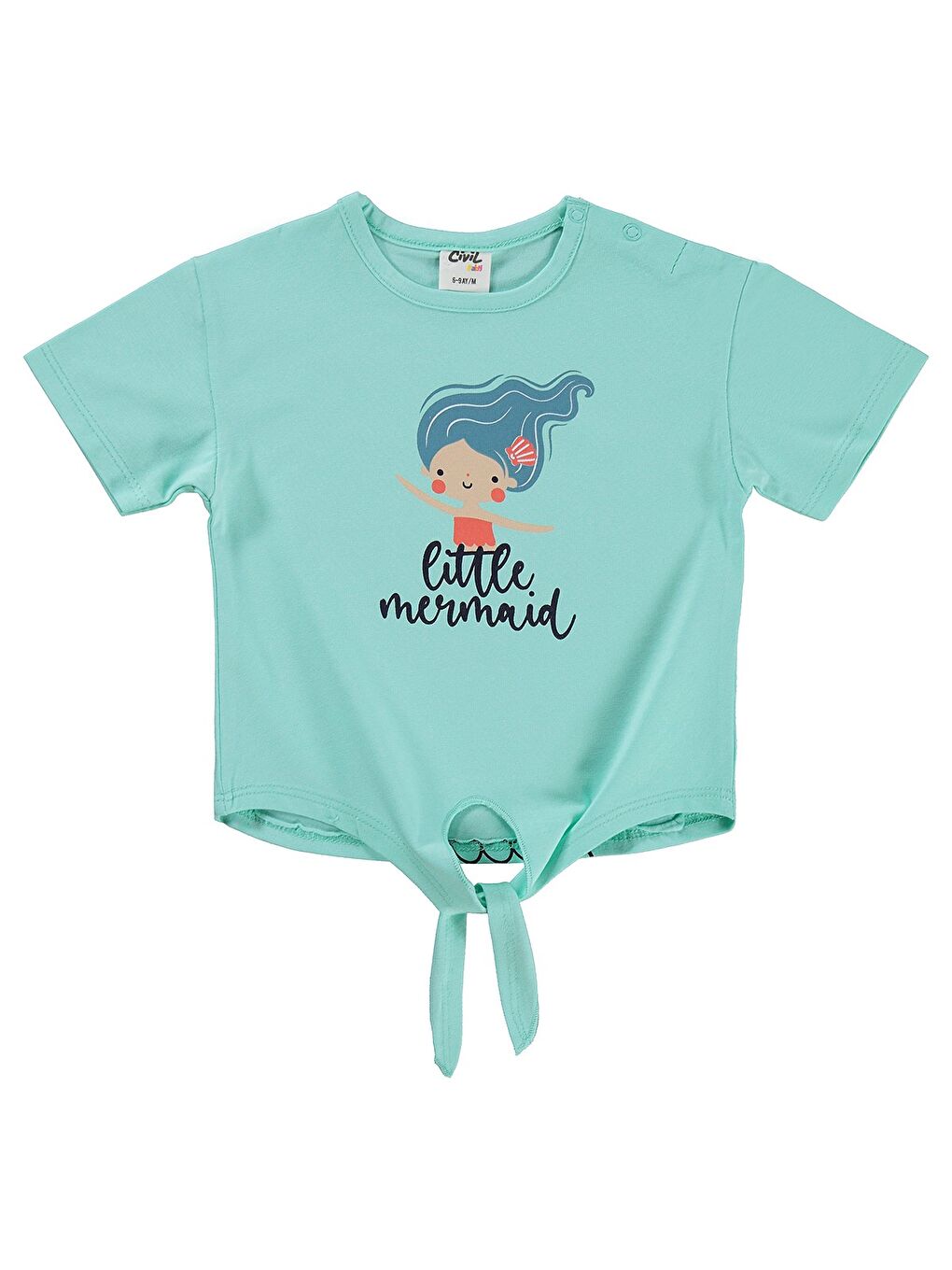 Baby Little Mermaid Baskılı Bağlamalı 6-18 Ay Tişört - Yeşil