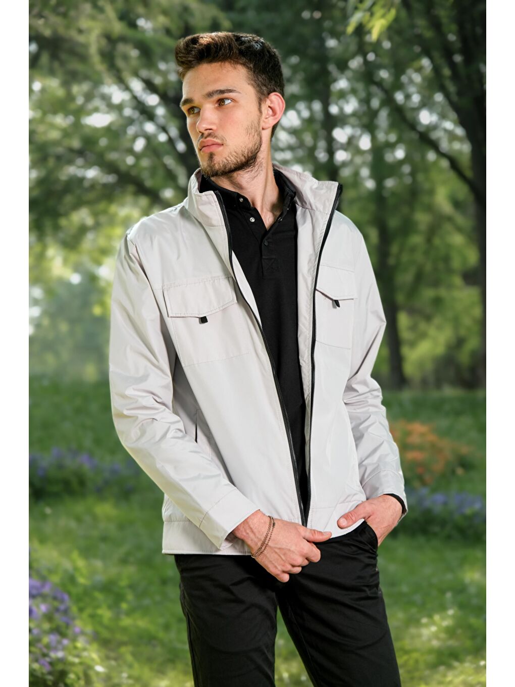 Bej Göğüs Kapaklı Yağmurluk/Mevsimlik PLDP 2949-5