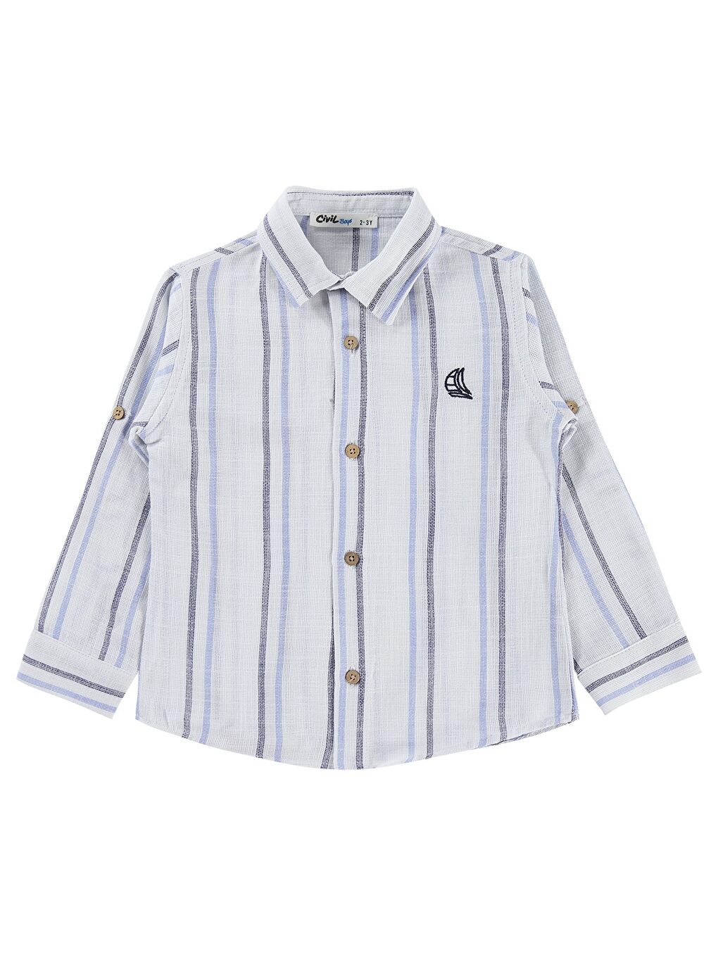 Boys Çift Çizgili 2-5 Yaş Gömlek - Mavi