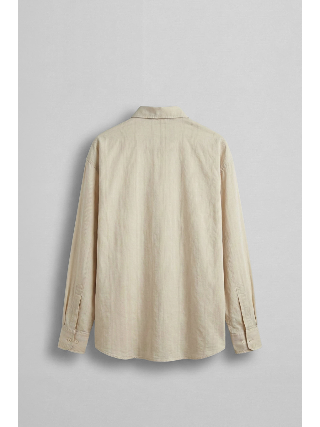 Erkek Relaxed Fit Uzun Kollu Dokulu Gömlek Bej-1