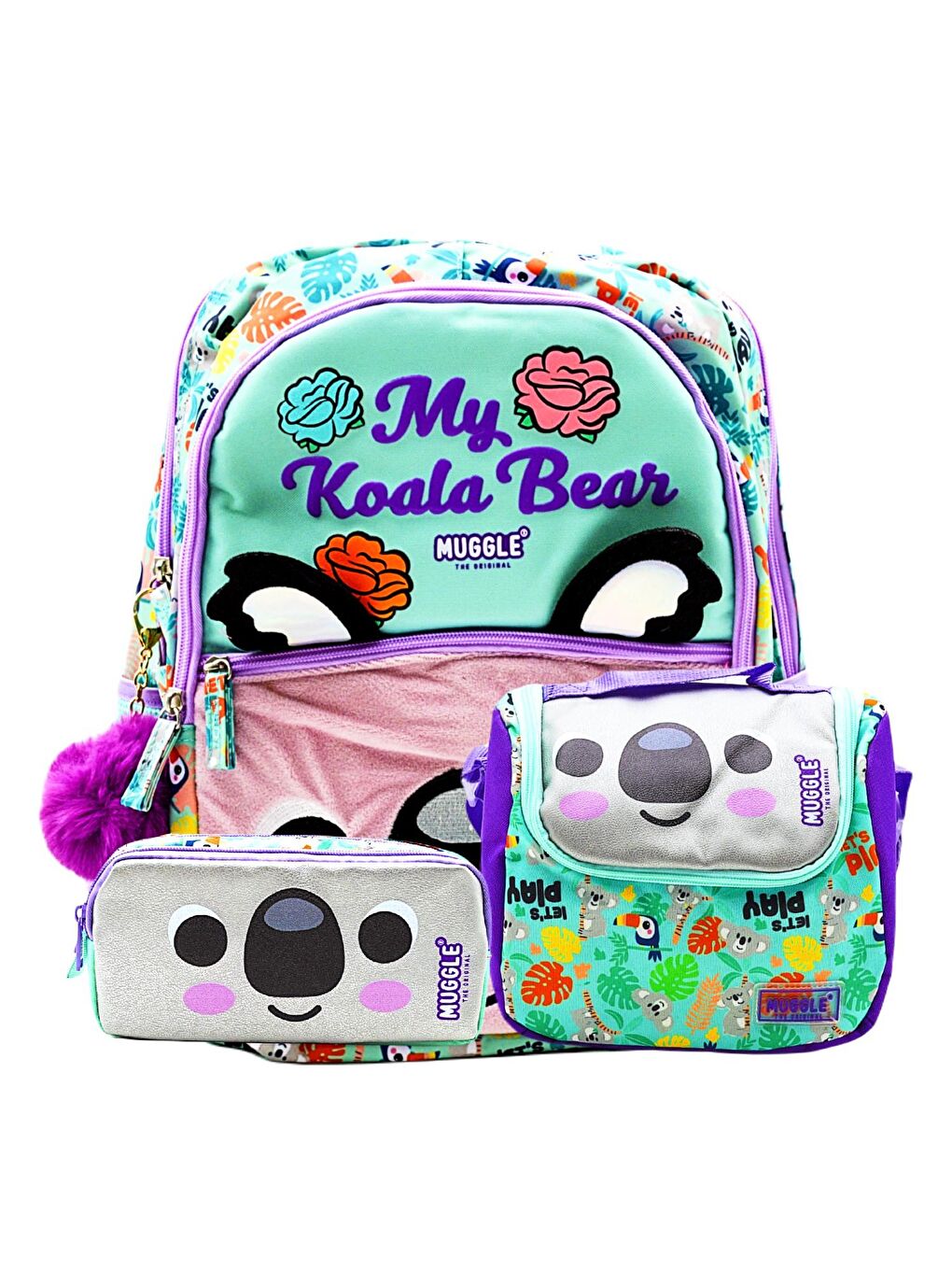 3 Bölmeli Koala Okul Çantası + Beslenme Çantası + Kalemlik