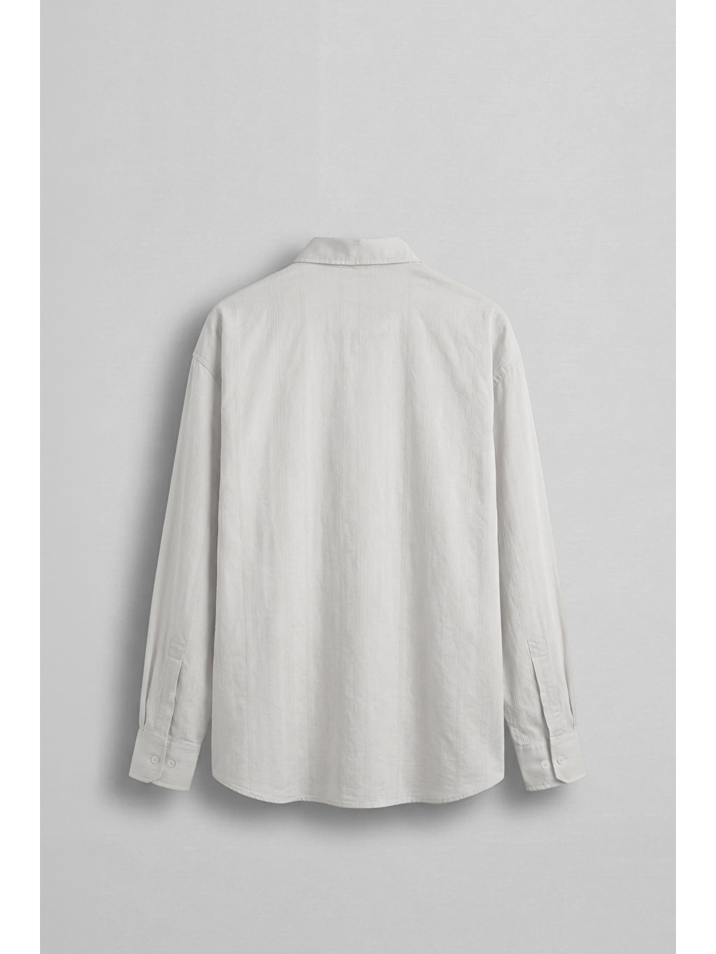 Erkek Relaxed Fit Uzun Kollu Dokulu Gömlek Ekru-1