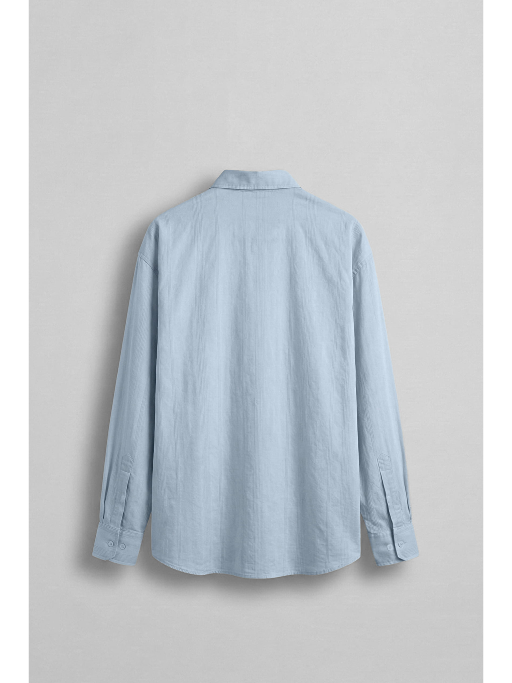 Erkek Relaxed Fit Uzun Kollu Dokulu Gömlek Mavi-1