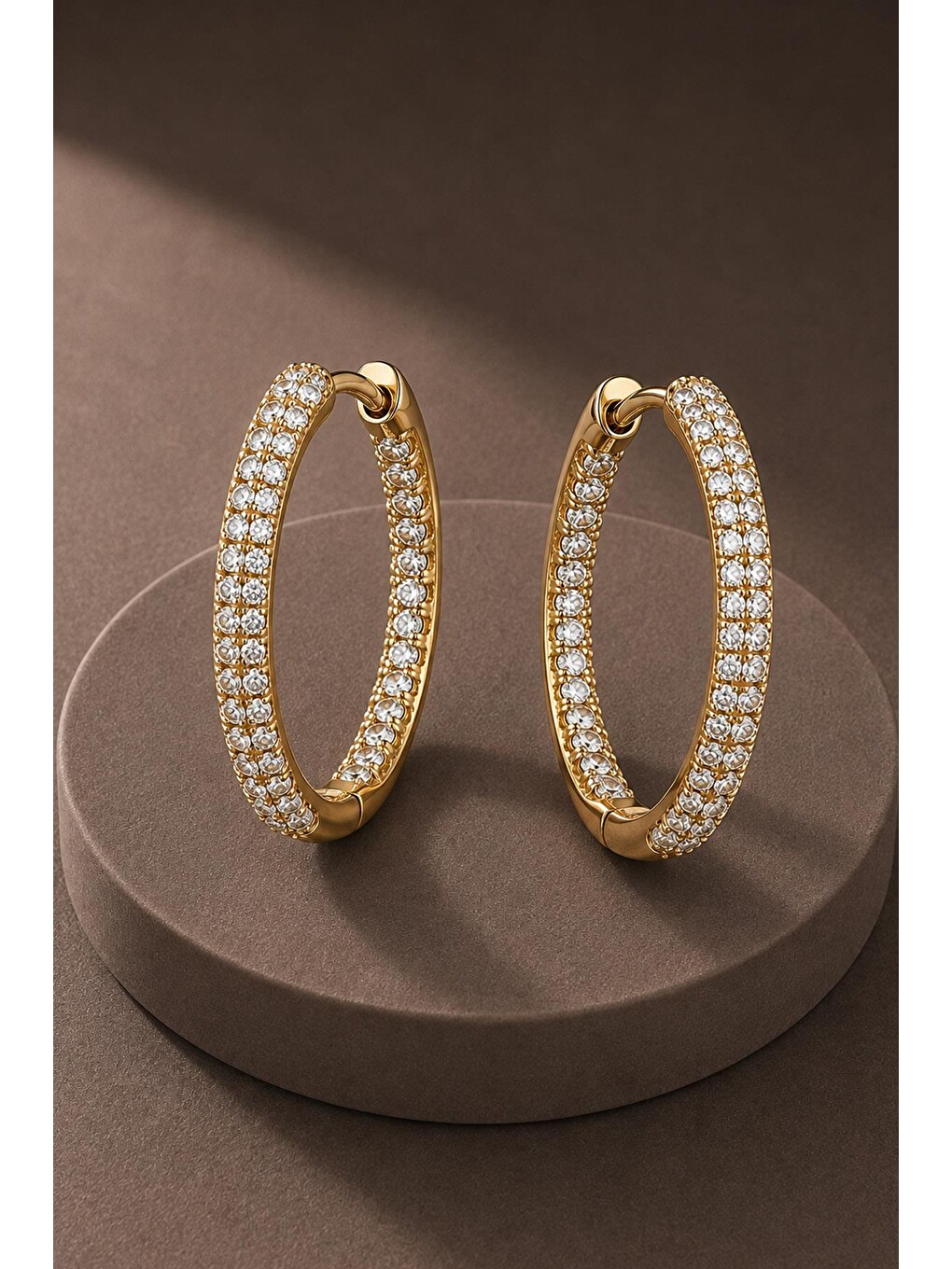 Sarı Tamtur Diamond Halka Küpe-3