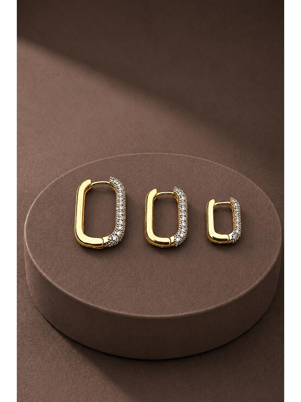 Sarı Diamonda 3'lü Set Halka Küpe-1