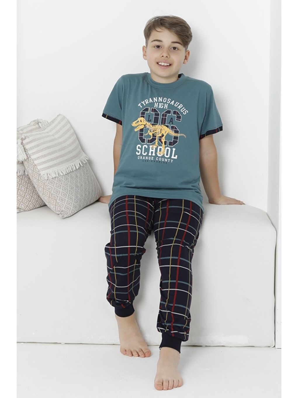 Kapi Kids Yeşil Erkek Çocuk Yazı Baskılı Pijama Takımı Mnx 5073-74