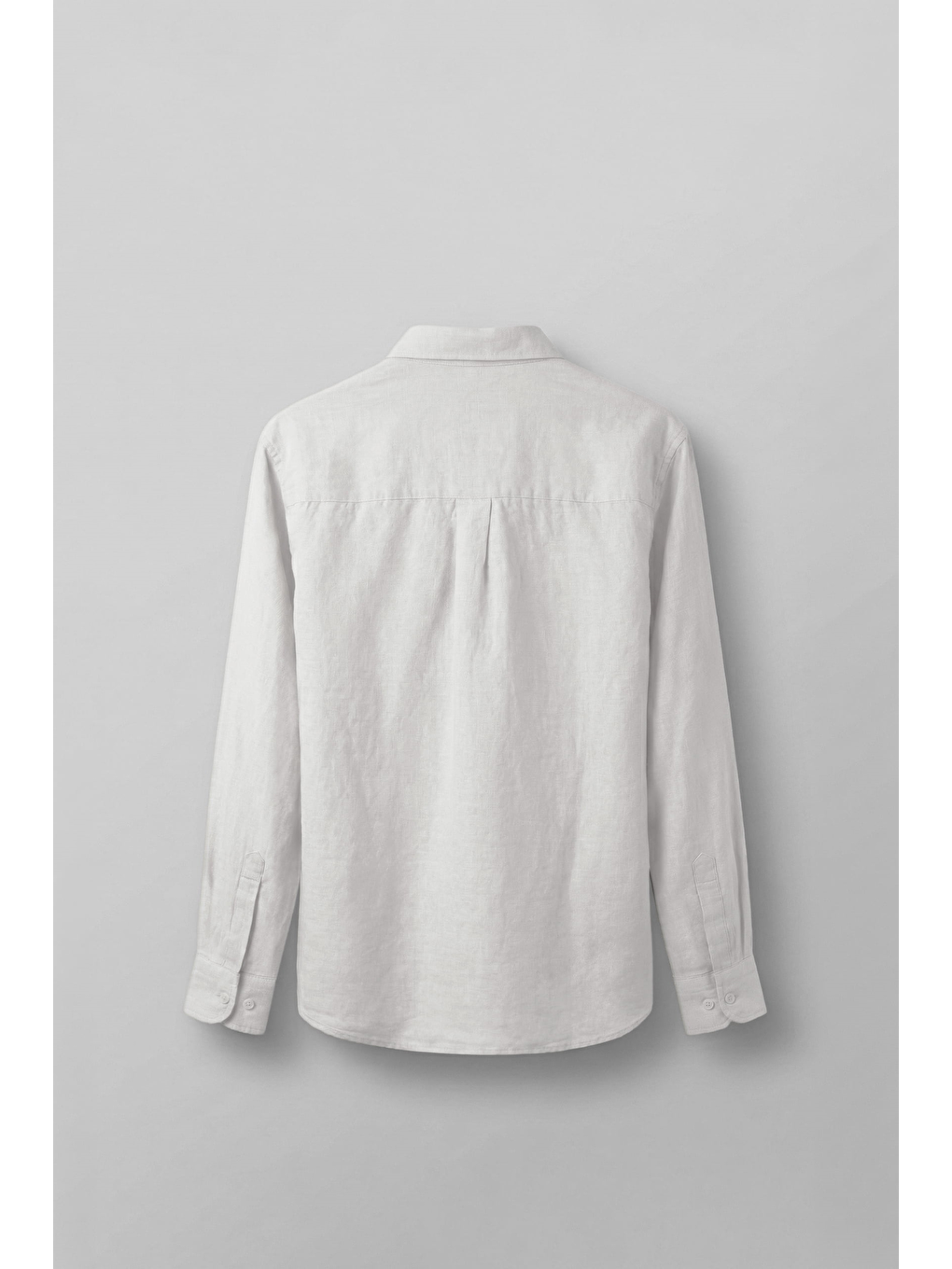 Erkek Regular Fit Keten Basic Uzun Kollu Gömlek Beyaz-1