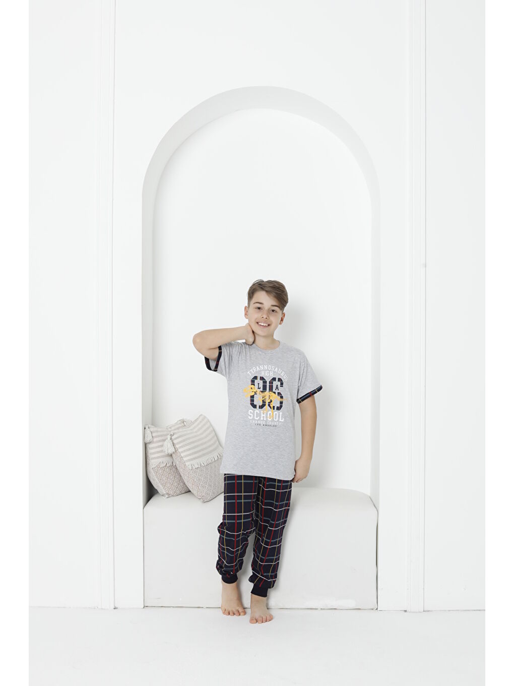 Kapi Kids Gri Erkek Çocuk Yazı Baskılı Pijama Takımı Mnx 5073-74 - 1